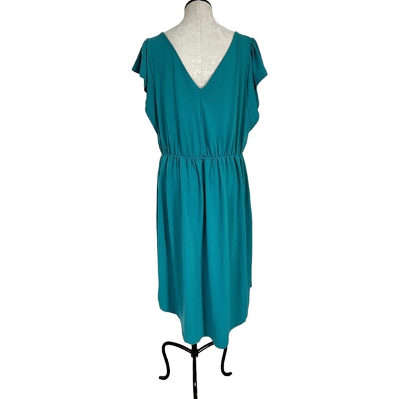 Ava & Viv Laguna Teal Faux Wrap Hi Lo Dress Knit Elastic Waist Size 1X - Picture 6 of 15